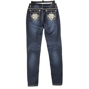 ViVi Diva Jeans Juniors 9 Skinny Low Rise Studded Rhinestone Stretch Pockets